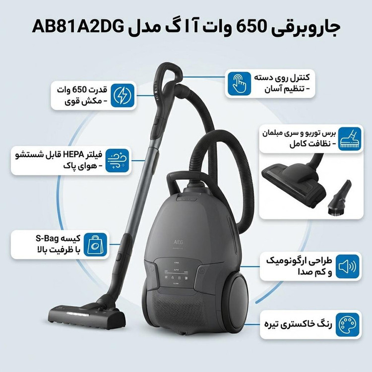 جاروبرقی 650 وات آ ا گ مدل AB81A2DG