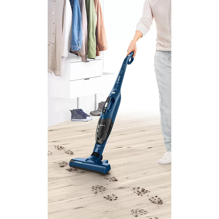 جارو شارژی عصایی بوش مدل BCHF2MX20 با باتری 20 ولت لیتیومی، مدت کارکرد تا 44 دقیقه، فناوری Easy Clean System، برس Electro برای سطوح مختلف، نازل منعطف، فیلتر قابل شستشو و دو سطح قدرت